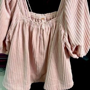 EUC Free People corduroy top in pink- medium